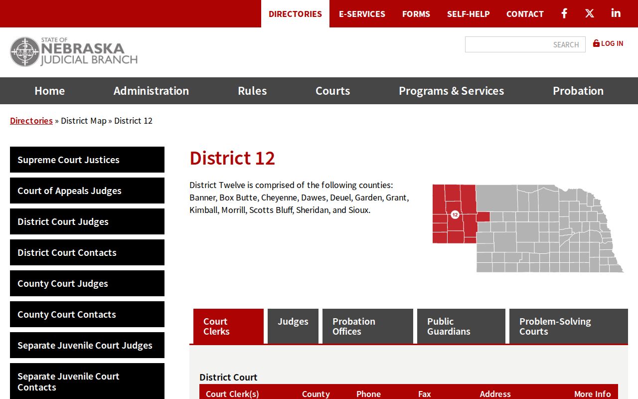 Sheridan County warrant records and District 12 court directory