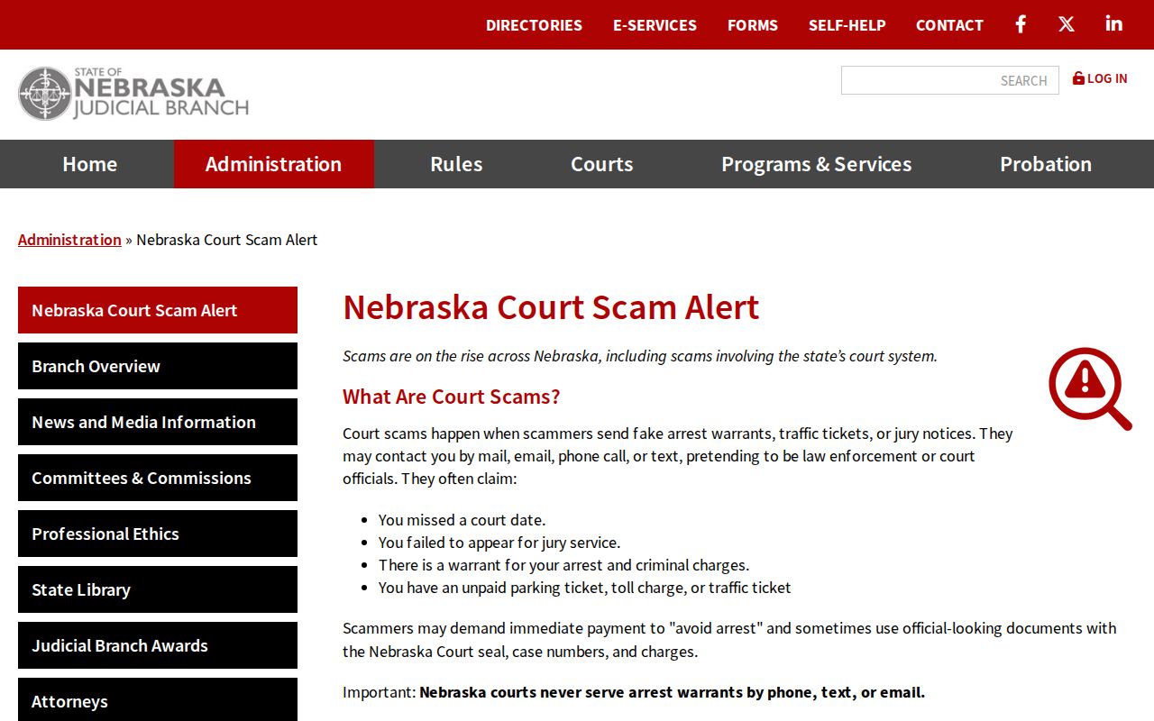 Sheridan County arrest warrant lookup and official Nebraska court warning