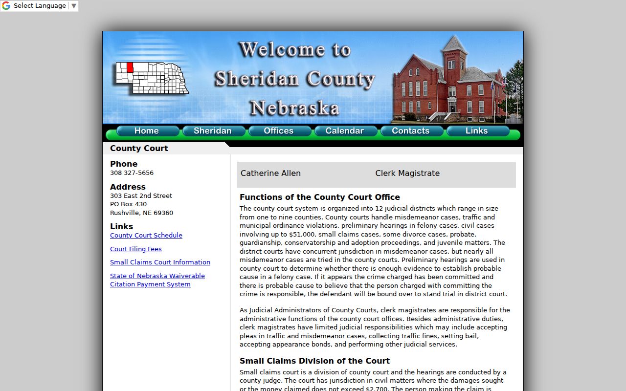 Rushville warrant records and Sheridan County Court