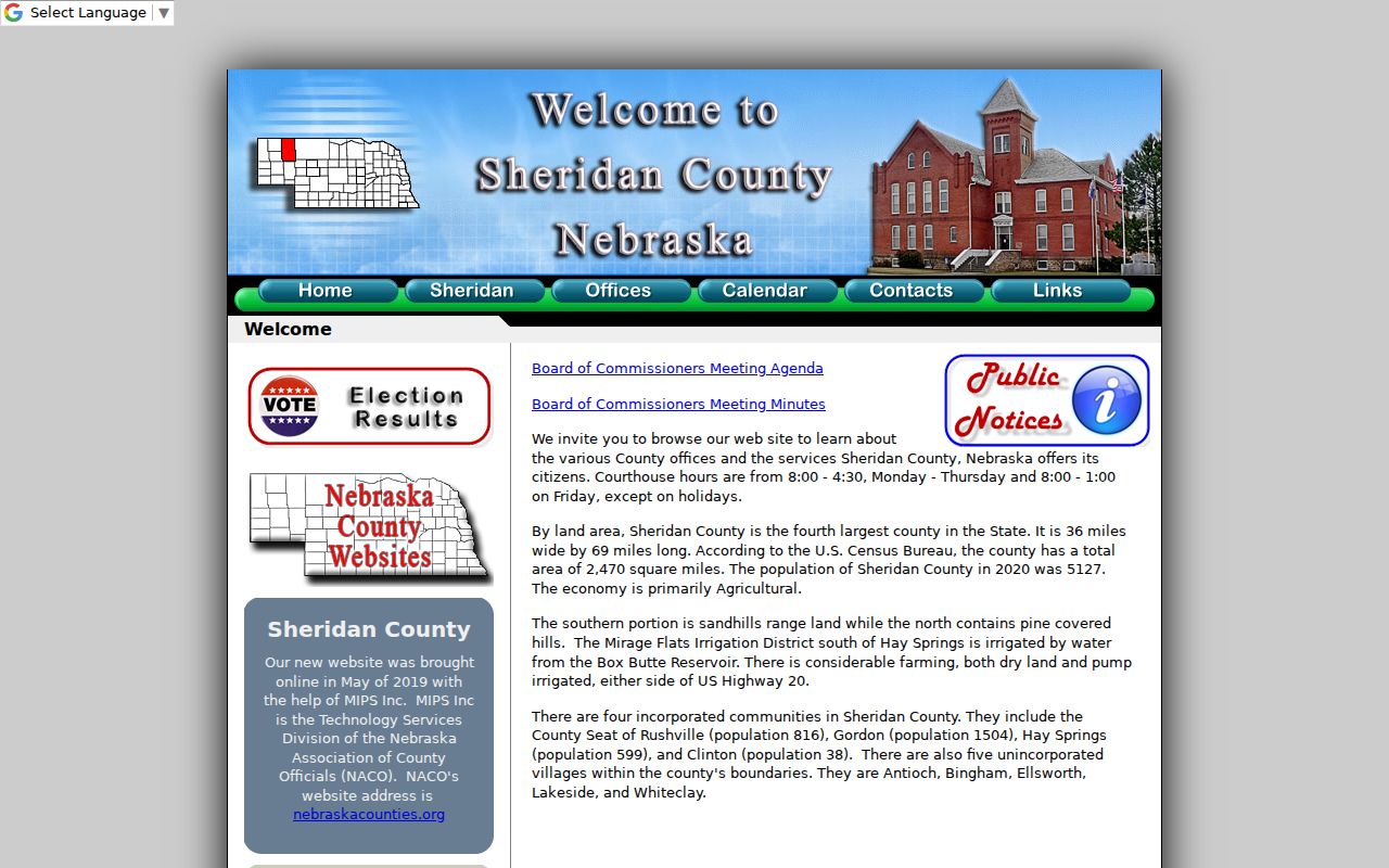 Gordon warrant records and Sheridan County official homepage