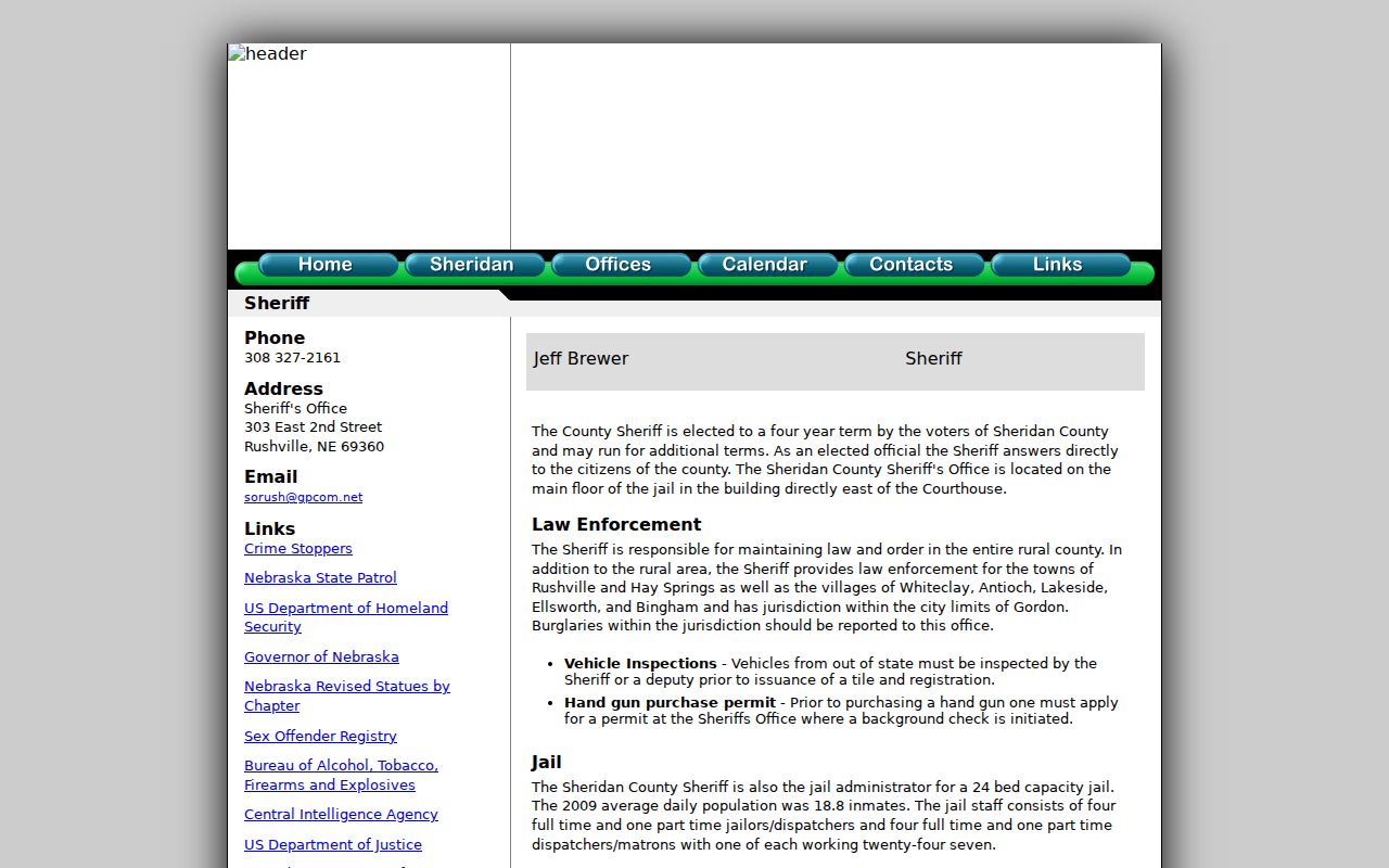 Sheridan County active warrant search and Sheriff contact page
